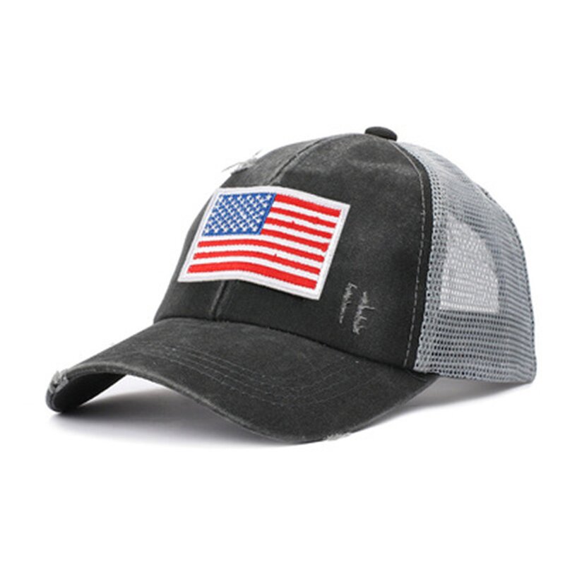 American Flag Baseball Cap Factory - Wholesale Embroidered Hole Women's Ponytail Hats