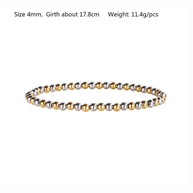 Elastic Bracelet Factory - Waterproof Stainless Steel Rose Gold Beaded Bracelet