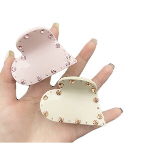 Hair Clamp Factory - Heart Shape Spot Drill Acetate Diamond Shark Clip