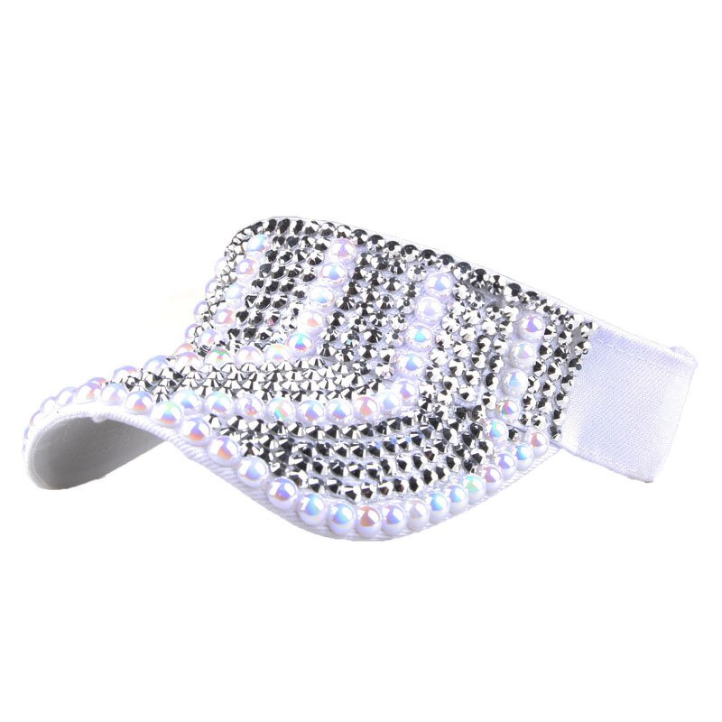 Rhinestone Visor Cap Factory - Wholesale Women Fashion Full Diamond Empty Visor