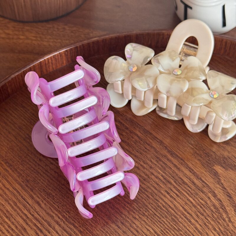 Claw Clip Manufacturer - 3D Rhinestone Flower Acetate for High Ponytail Updo