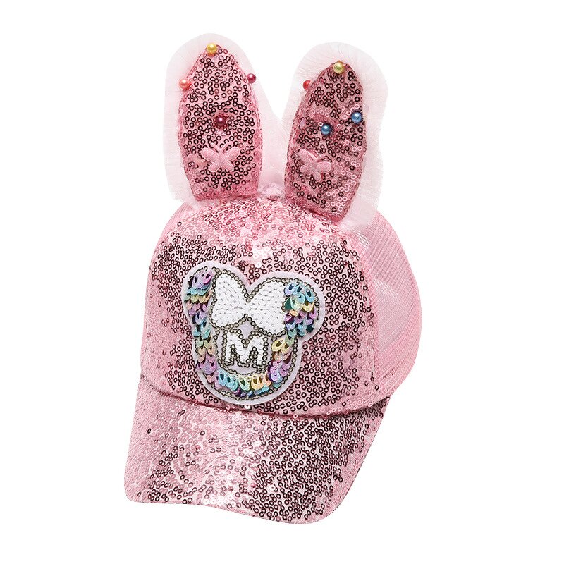 Mesh Cap Supplier - High Quality Unique Kid Bling Rabbit Ear Sequins Baseball