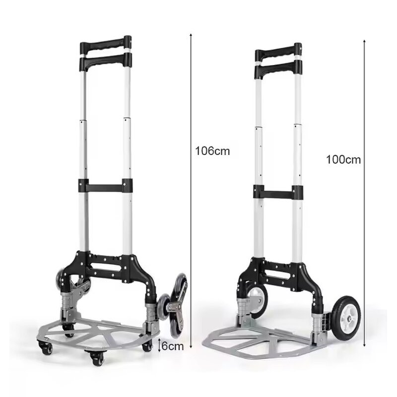 Portable Aluminum Hand Truck Factory - Uni-Silent 6-Wheel Folding Climbing Stairs Trolley OEM