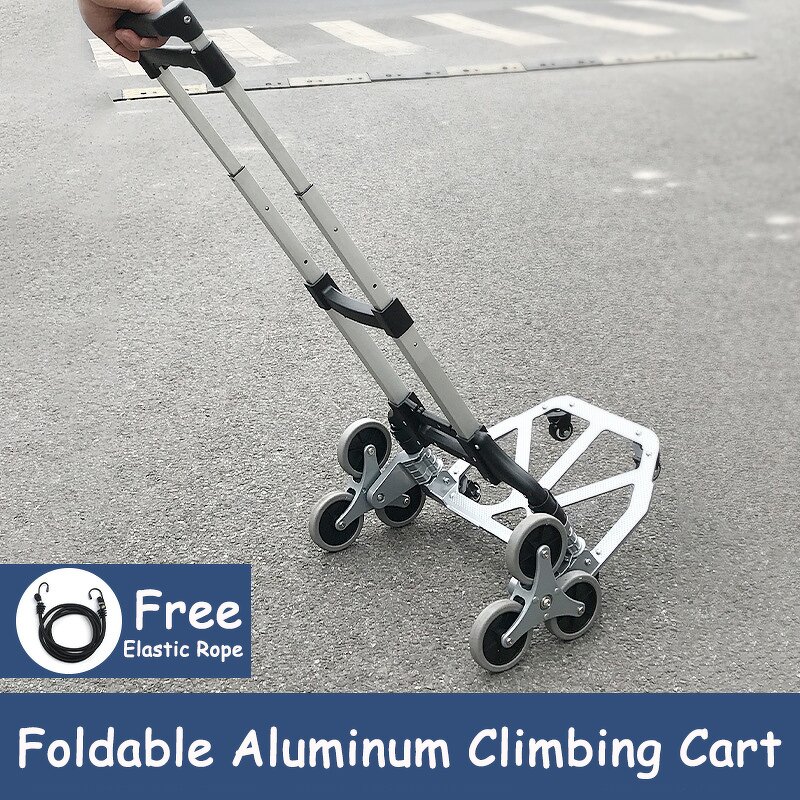 Portable Aluminum Folding Cart Factory - Uni-Silent 6 Wheel Climbing Stairs Hand Trolley Push