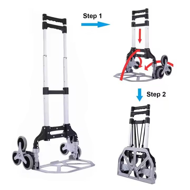 Portable Aluminum Hand Truck Factory - Uni-Silent 6-Wheel Folding Climbing Stairs Trolley OEM