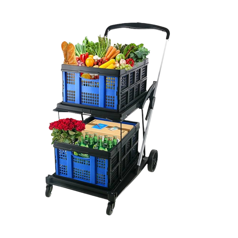 Portable Folding Trolley Supplier - Uni-Silent Market Collapsible Plastic Crate Shopping Cart