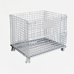 Nestable Collapsible Steel Wire Container Supplier - Uni-Silent Silver Foldable Security Cage