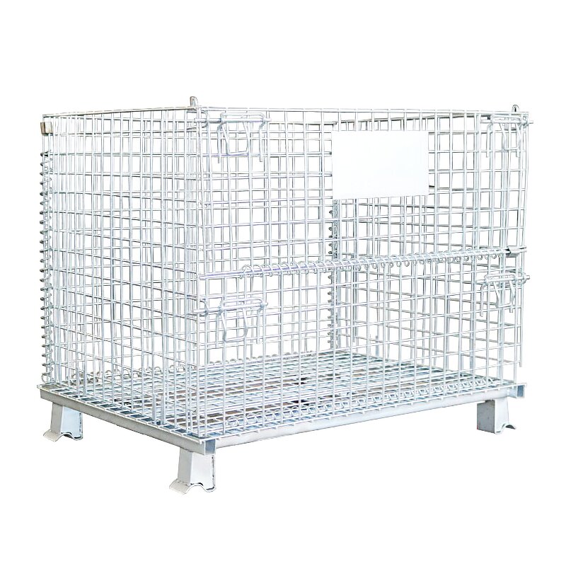Collapsible Steel Wire Container Factory - Uni-Silent Silver Foldable Security Cage Trolley Mesh