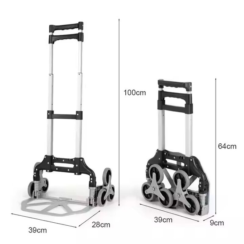 Portable Aluminum Hand Truck Factory - Uni-Silent 6-Wheel Folding Climbing Stairs Trolley OEM