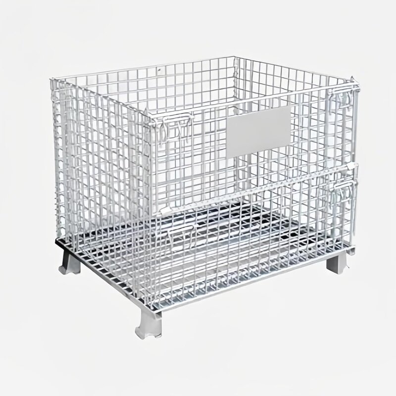 Collapsible Steel Wire Crate Factory - Uni-Silent 500kg Silver Foldable Security Cage for Logistic
