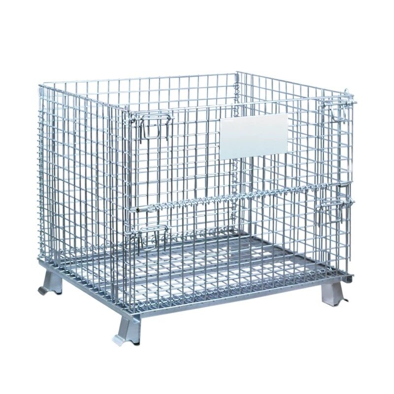 Collapsible Steel Wire Crate Factory - Uni-Silent 500kg Silver Foldable Security Cage for Logistic