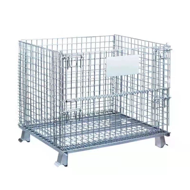 Collapsible Steel Wire Container Manufacturer - Uni-Silent Silver Mesh Security Cage for Logistic