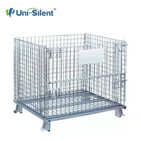 Warehouse Stacking Container Factory - Uni-Silent Heavy Duty Square-Stack Leg Wire Mesh Collapsible
