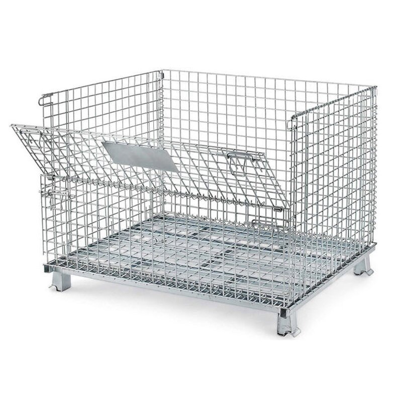 Warehouse Stacking Container Factory - Uni-Silent Heavy Duty Square-Stack Leg Wire Mesh Collapsible