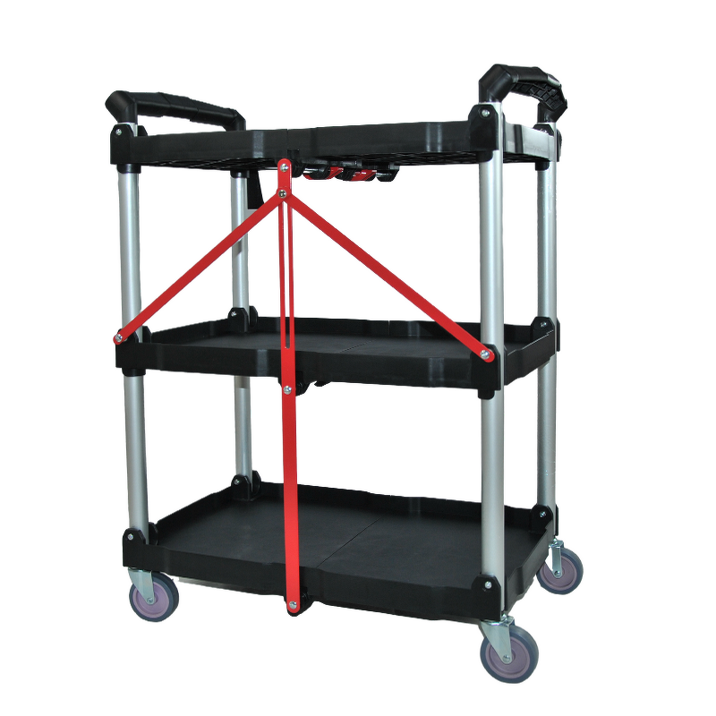 Foldable Tool Cart Manufacturer - Uni-Silent 3-Tier Heavy-Duty Warehouse Service Cart OEM