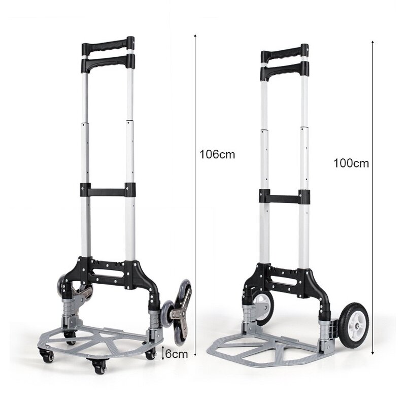 Portable Aluminum Folding Cart Factory - Uni-Silent 6 Wheel Climbing Stairs Hand Trolley Push