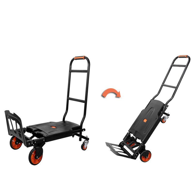 Folding Portable Luggage Cart Factory - Uni-Silent 130kgs 2 in 1 Wheel Trolley Retractable Handle
