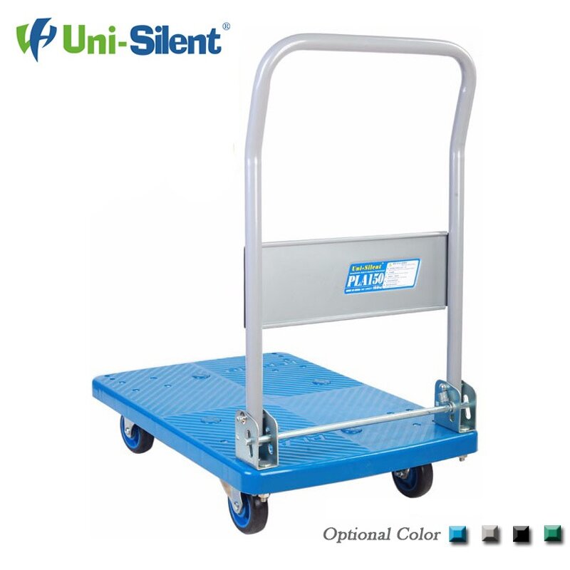 Plastic Platform Truck Factory - Uni-Silent 150kgs Push Hand Trolley Cart