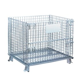 Collapsible Steel Wire Container Manufacturer - Uni-Silent Silver Mesh Security Cage for Logistic