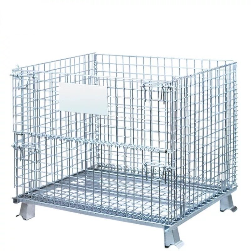 Nestable Collapsible Steel Wire Container Supplier - Uni-Silent Silver Foldable Security Crate