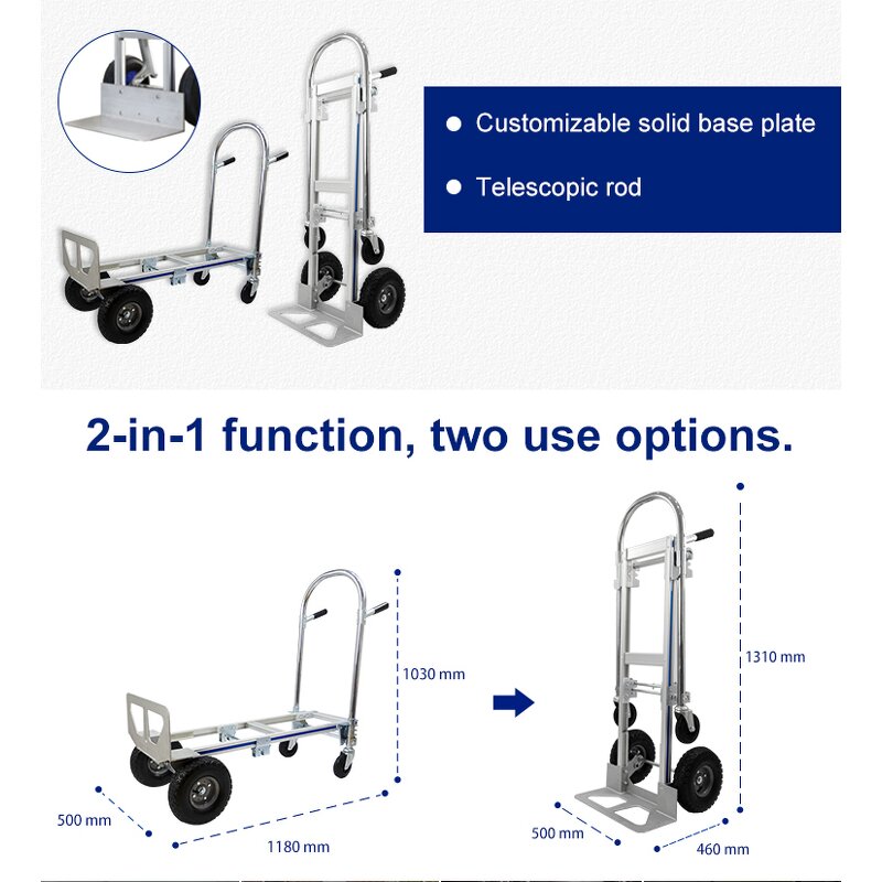 Folding Platform Wagon Factory - Uni-Silent 250kg Heavy Duty 2-in-1 Hand Truck Industrial Steel
