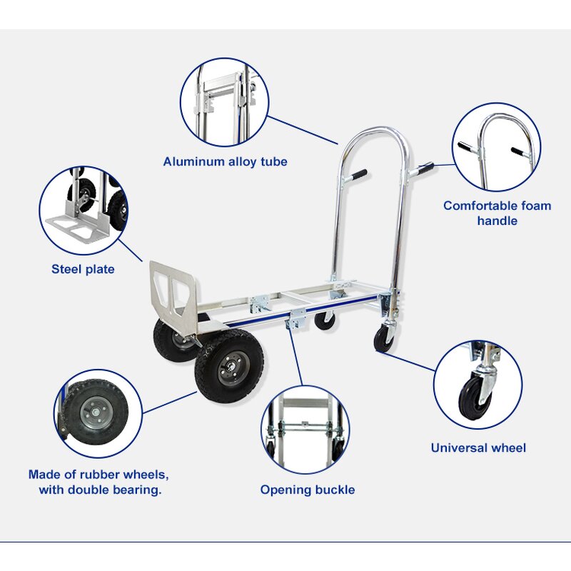 Folding Platform Wagon Factory - Uni-Silent 250kg Heavy Duty 2-in-1 Hand Truck Industrial Steel