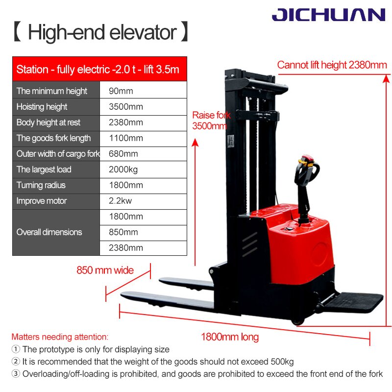 Electric Stacker Supplier - Full Electric Hydraulic Forklift 2ton 3m Lifting Height