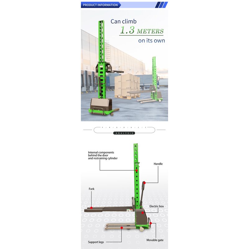 Self-lifter Semi-electric Pallet Stacker Factory - New Design Cheap with AWD Solid Tires Electric Side