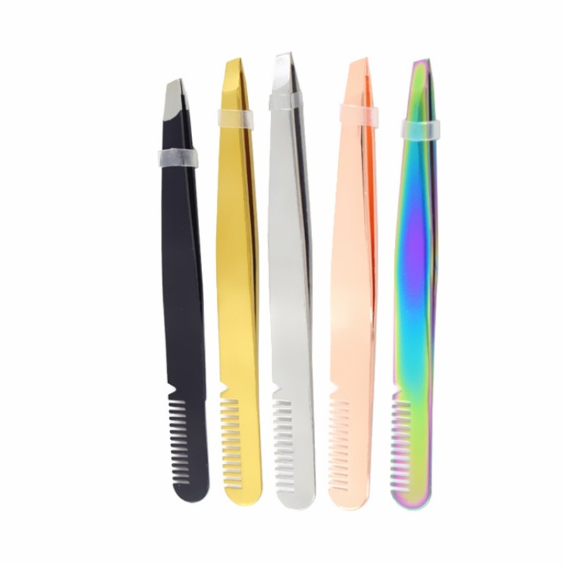 Eyebrow Tweezers Factory - Custom Double End Silver Rose Gold Clip