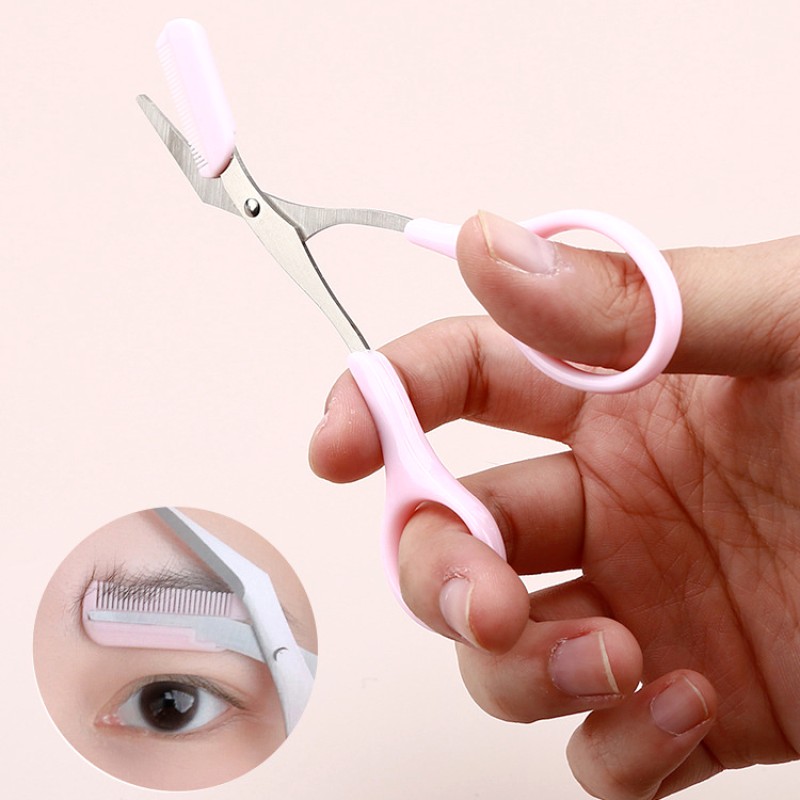 Eyebrow Scissors Manufacturer - 2 in 1 Safety Squeeze Plastic Handle Comb