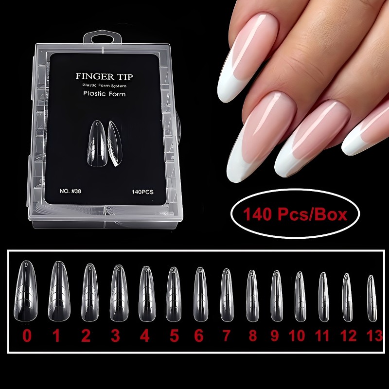 Nail Forms Factory - OEM 140 Pcs Natural Almond French Poly Gel