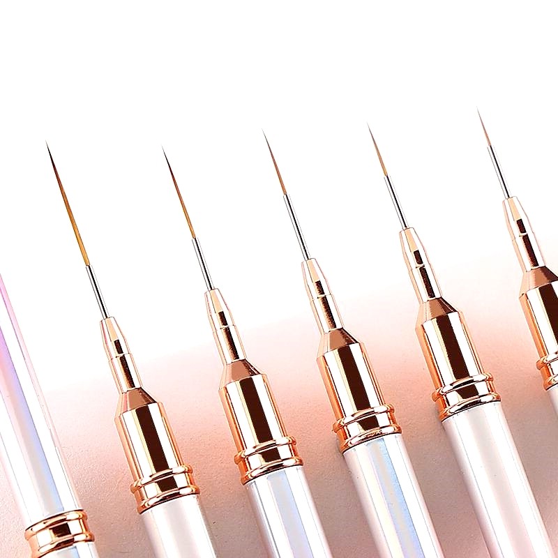 Nail Liner Brushes Factory - Custom Pink Fine Metal Gradation Handle