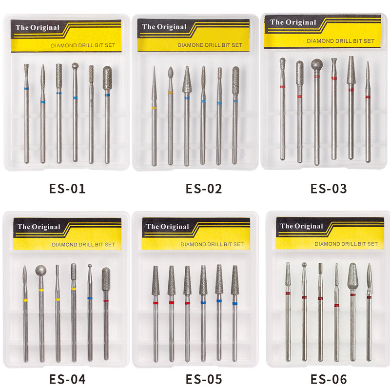 Drill Bits Set Factory - OEM 6 Pcs Russian Diamond Cuticle Removal
