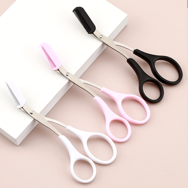 Eyebrow Scissors Manufacturer - 2 in 1 Safety Squeeze Plastic Handle Comb