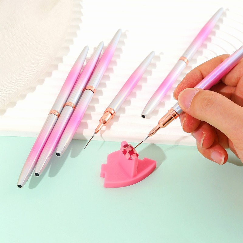 Nail Liner Brushes Factory - Custom Pink Fine Metal Gradation Handle