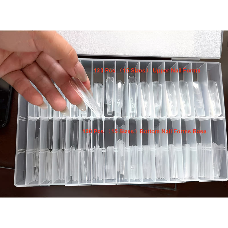 Dual Nail Forms Manufacturer - Custom 240 Pcs 15 Sizes Sandwich Tips
