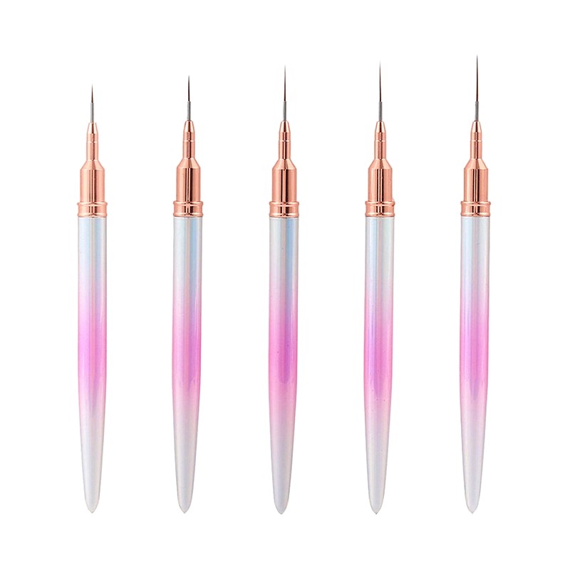 Nail Liner Brushes Factory - Custom Pink Fine Metal Gradation Handle
