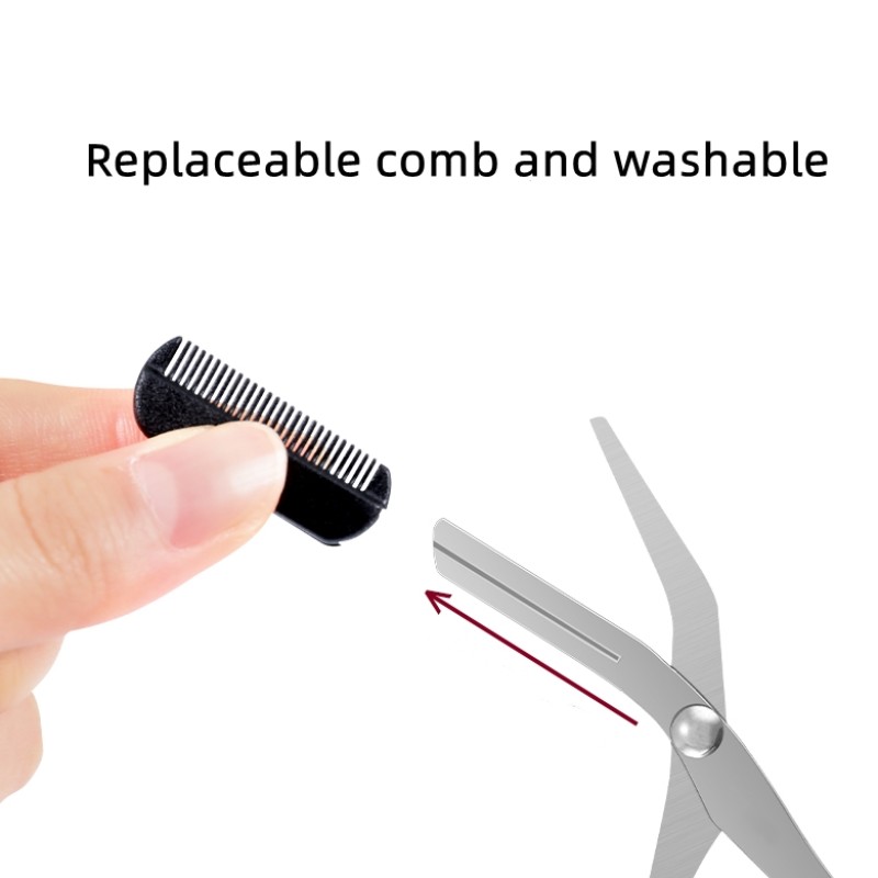 Eyebrow Scissors Manufacturer - 2 in 1 Safety Squeeze Plastic Handle Comb