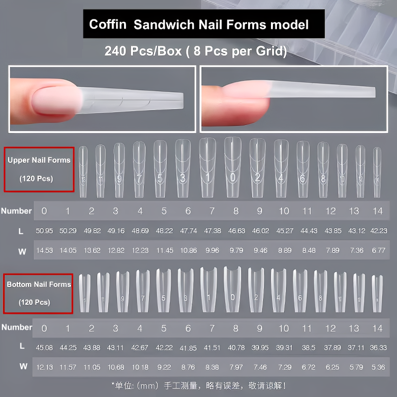 Nail Tips Factory - Wholesale 240 Pcs Sandwich Extension Quick Forms
