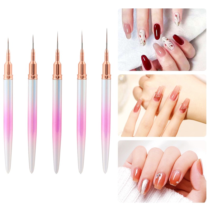 Nail Liner Brushes Factory - Custom Pink Fine Metal Gradation Handle