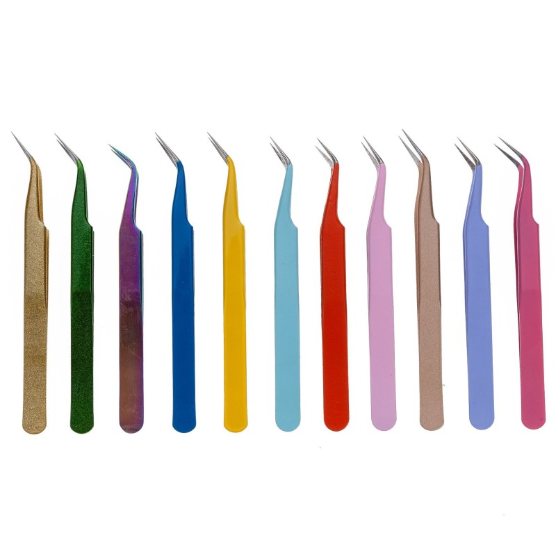 Eyelash Tweezers Manufacturer - Hot Sell Pink Metal Straight Curved