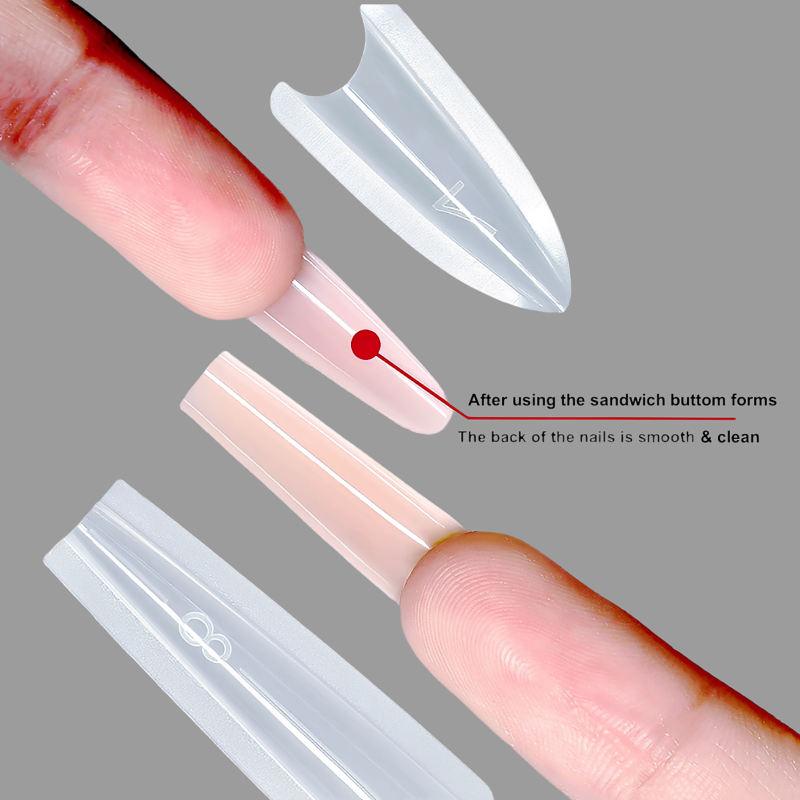 Dual Nail Forms Manufacturer - Custom 240 Pcs 15 Sizes Sandwich Tips