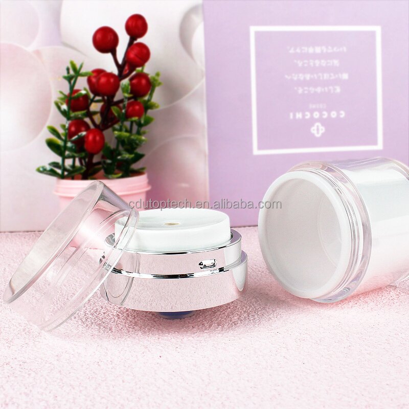 Airless Pump Jar Factory - 15g Stock Empty for Cosmetic Packaging White Silver Luxury