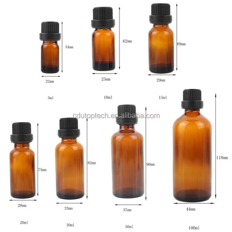 Essential Oil Bottle Manufacturer - Empty Amber Brown Glass 10ml-50ml with Tamper Proof