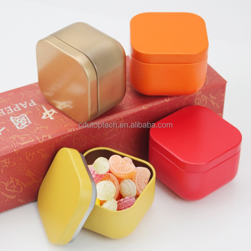 Square Candle Metal Jar Factory - 5.5cm4.2cm 50ml Tinplate Boxs Candy Pot Storage