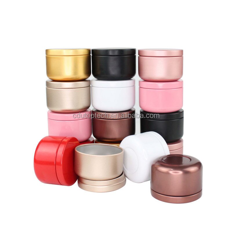 Aluminum Candle Tin Manufacturer - Wholesale Seamless 50g Custom Matte Black White Gold