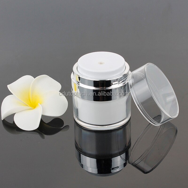 Airless Pump Jar Manufacturer - 15ml-50ml White Cosmetic Container Empty with Lids