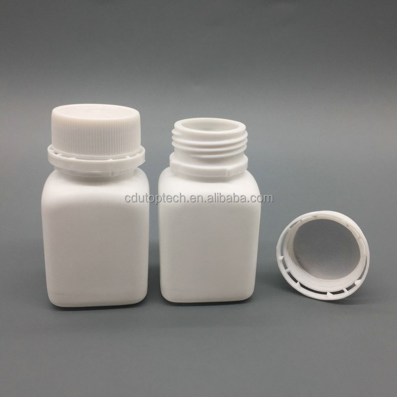 Plastic Capsules Pill Bottles Supplier - 30ml HDPE Square Shape Small 1oz White