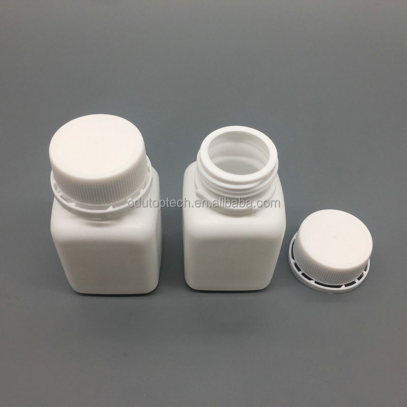 Plastic Capsules Pill Bottles Supplier - 30ml HDPE Square Shape Small 1oz White