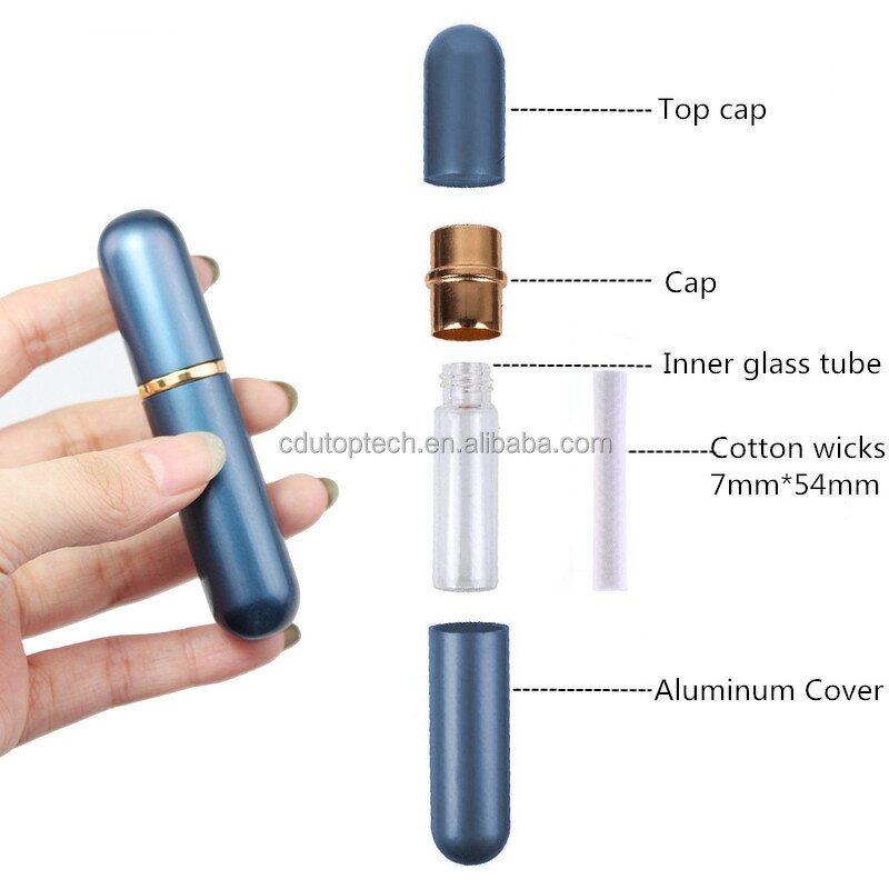 Refillable Aluminum Inhalers Supplier - Empty Metal Nasal Tubes with Replacement Wicks